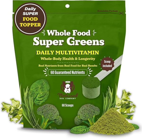 Natural Dog Company Dog Food Topper, Super Greens Dog Multivitamin Powder