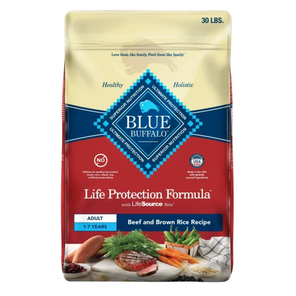 Blue Buffalo Life Protection Formula Adult Dry Dog Food, Beef & Brown Rice Recipe, 30-lb. Bag