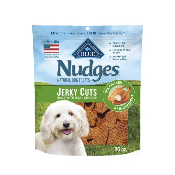 Blue Buffalo Nudges Jerky Bites Dog Treats, Made in the USA with Natural Ingredients, Bite-Sized Pieces, Chicken, 16-oz Bag